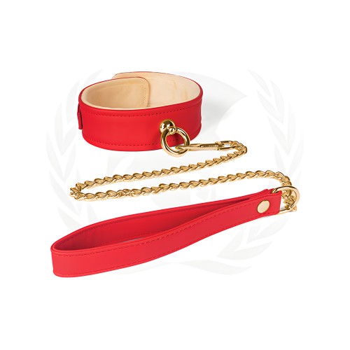 Spartacus Plush Lined PU Collar & Chained Leash