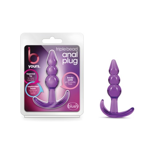 Blush B Yours Triple Bead Anal Plug - Púrpura
