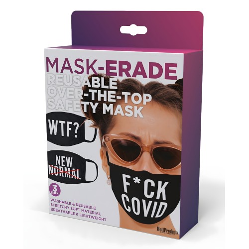 Hott Products Mask-erade Masks - F Covid/WTF?/New Normal X Pack of 3