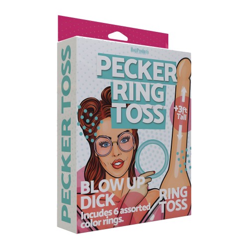 Juego de Lanzamiento de Aros Pecker Inflable - Anillos de Color Asortido