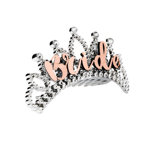 Tiara de Novia en Oro Rosa - Accesorio Nupcial Elegante