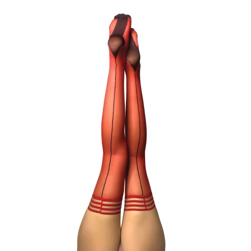 Kix'ies Monica Sheer Cuban Heel Thigh Highs - Red B