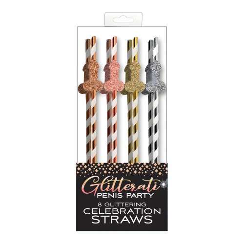 Glitterati Penis Party Straws - 8 Pack