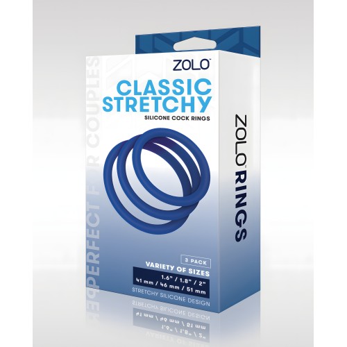 ZOLO Stretchy Silicone Cock Rings - Blue
