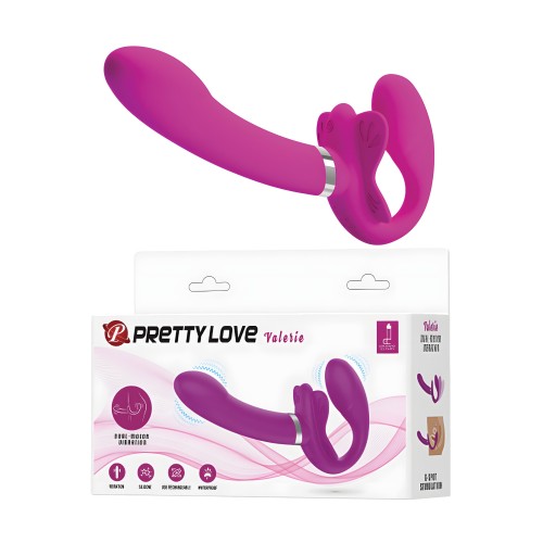 Pretty Love Valerie Vibrating Strapless Strap On - Fuchsia