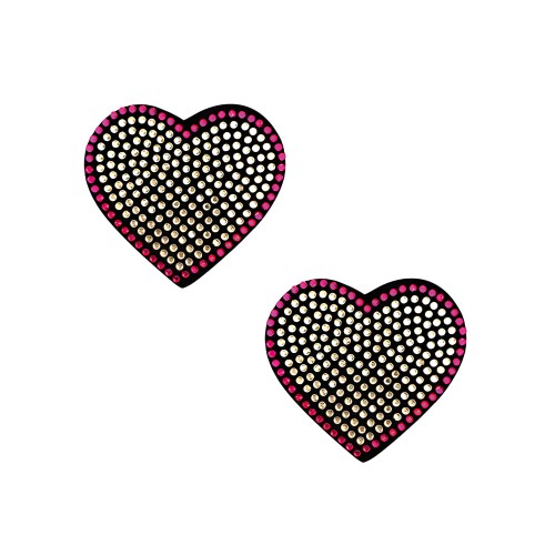 Neva Nude Burlesque Heart N' Soul Crystal Heart Pasties - Pink/Clear O/S