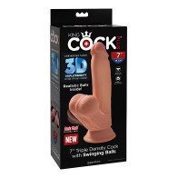 King Cock Plus 7" Triple Density Cock w/Swinging Balls - Tan