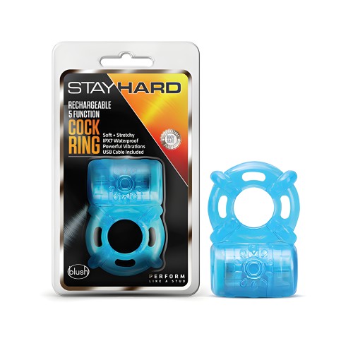 Anillo Cock Recargable de 5 Funciones Stay Hard - Azul