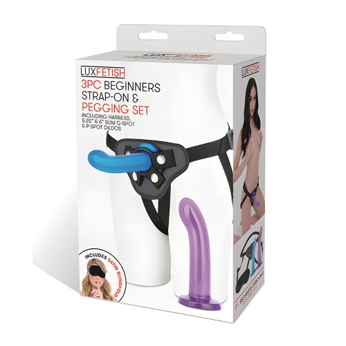 Lux Fetish 3 pc Beginners Strap On Pegging Set Multi Color