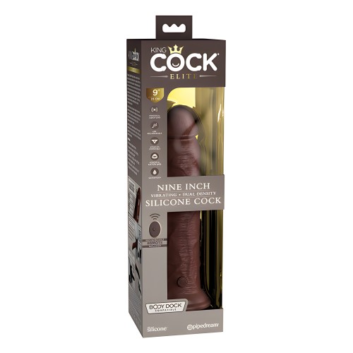 King Cock Elite 9" Dildo Vibrador de Silicona de Doble Densidad con Control Remoto - Marrón
