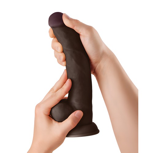 Shaft Model C Flexskin Liquid Silicone 9.5" Curved Dong w/Balls - Mahogany