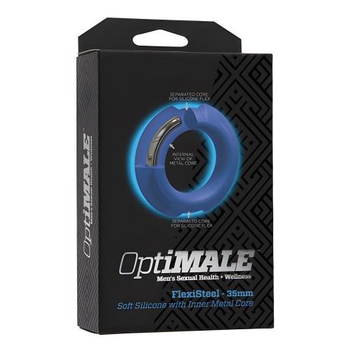 Anillo para el Pene OptiMale FlexiSteel - 35 mm Azul por OptiMale
