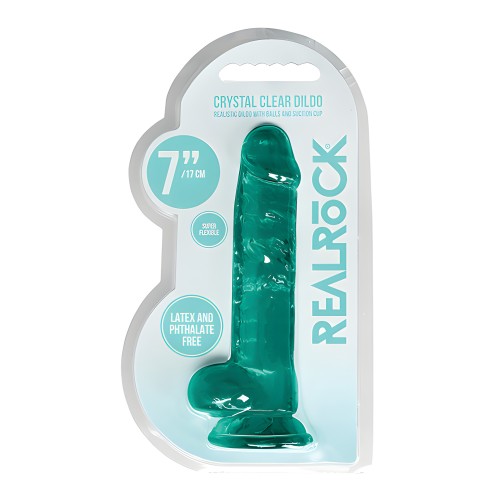 Shots RealRock Realistic Crystal Clear 7" Dildo w/Balls - Turquoise