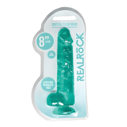 Shots RealRock Realistic Crystal Clear 8" Dildo w/Balls - Turquoise