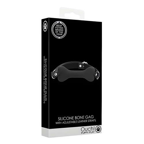 Shots Ouch Puppy Play Silicone Bone Gag - Black