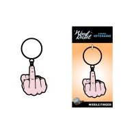 Wood Rocket Pink Middle Finger Keychain - Funny Novelty