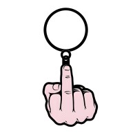 Wood Rocket Pink Middle Finger Keychain - Funny Novelty