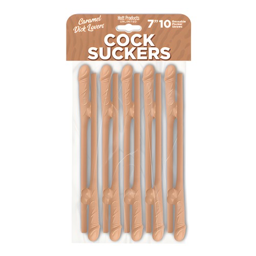 Pajitas Pecker Cock Suckers - Pack de 10 Caramelo