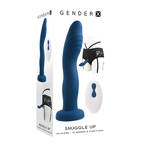 Gender X Snuggle Up Dual Motor Strap On Vibe w/Harness - Blue