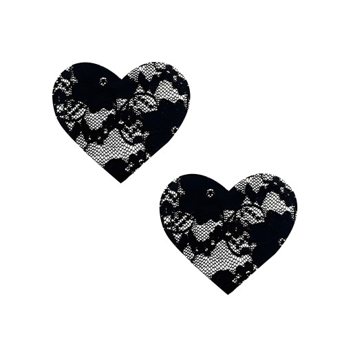 Pasties de Encaje en Forma de Corazón Neva Nude - Negro