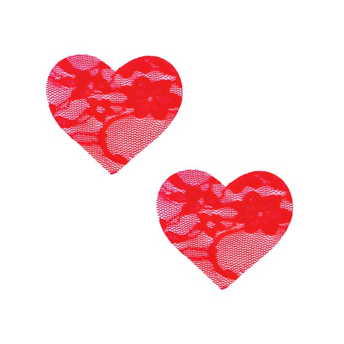 Pasties de Encaje en Forma de Corazón Neva Nude - Rojo O/S