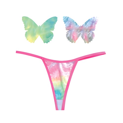 Neva Nude Naughty Knix G-String de Terciopelo Arcoíris & Pasties - (Color Varía) Multi T/U