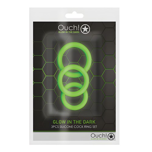 Juego de 3 Anillos para el Pene Ouch - Brilla en la Oscuridad