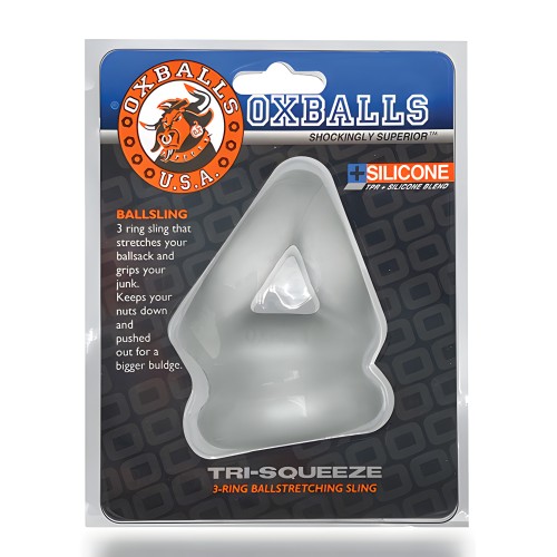 Oxballs Tri Squeeze Cocksling y Estirador de Testículos - Clear Ice