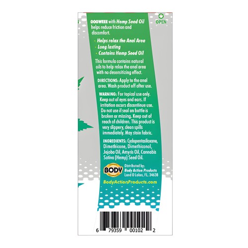 Lubricante Relajante Anal Ooowee con Aceite de Semilla de Cáñamo