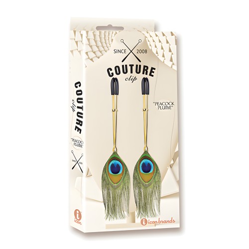Pinzas de Pezón de Lujo Couture Clips - Pluma de Pavo Real