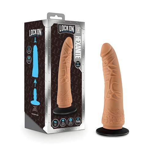 Dildo Hexanite de 7.5" con Adaptador de Succión - Mocha