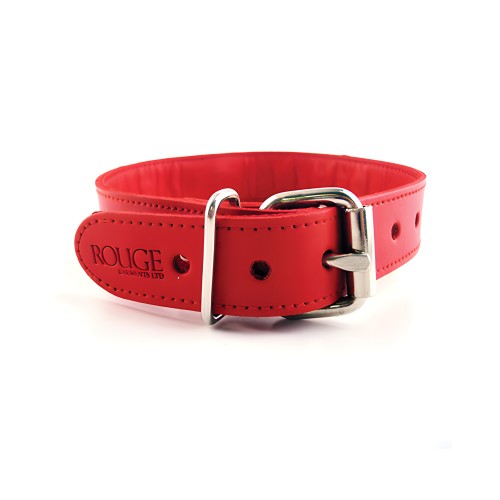 Collar de Cuero Rouge O Ring con Studs - Rojo