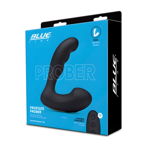 Masajeador Prostático Vibrante Blue Line con Control Remoto - Negro