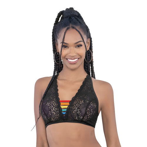 Top de Encaje Arcoíris Pride Negro O/S