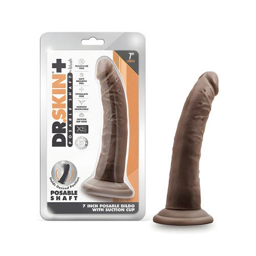 Blush Dr. Skin Plus 7" Posable Dildo - Chocolate