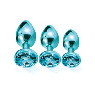 Nixie Metal Butt Plug Trainer Set - Blue Metallic