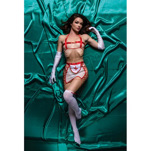 Conjunto de Disfraz de Enfermera Traviesa Rojo/Blanco S/M