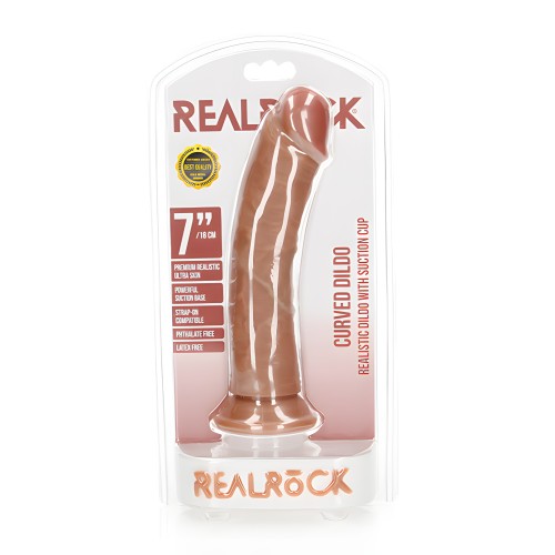 Shots RealRock Realistic 7" Curved Dildo - Tan