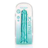Shots RealRock Realistic Crystal Clear 10" Straight Dildo - Turquoise