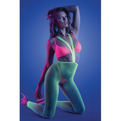 Glow Come Alive Suspender Stockings, Bralette & G-String Multi Color O/S