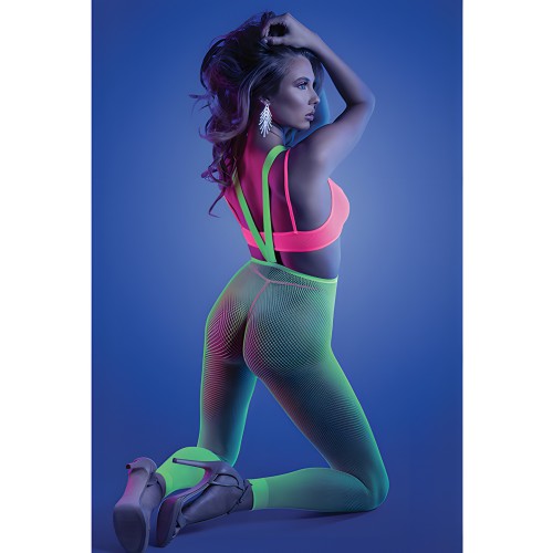 Glow Come Alive Suspender Stockings, Bralette & G-String Multi Color O/S