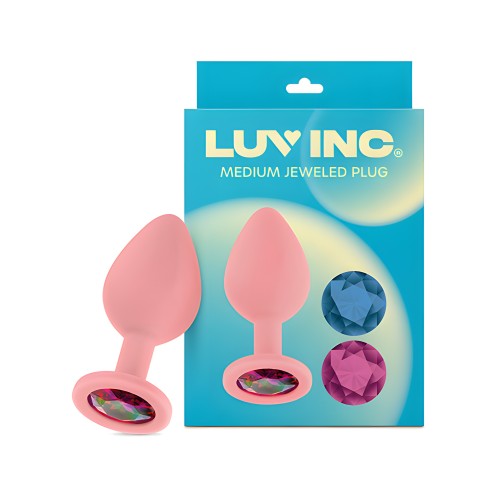 Plug Anal de Silicona con Joyas - Rosa Claro Mediano