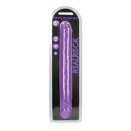 RealRock 15" Double Dong Glow in the Dark - Neon Purple | Shots