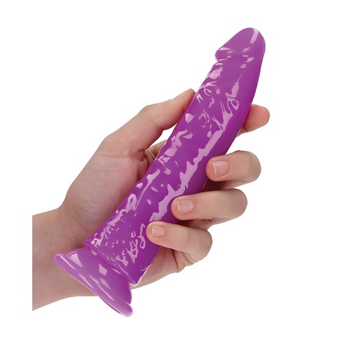 Dildo Slim 7" Brillante en la Oscuridad Púrpura Neón
