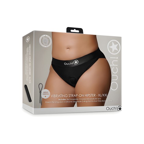 Shots Ouch Vibrating Strap On Hipster - Black XL/XXL