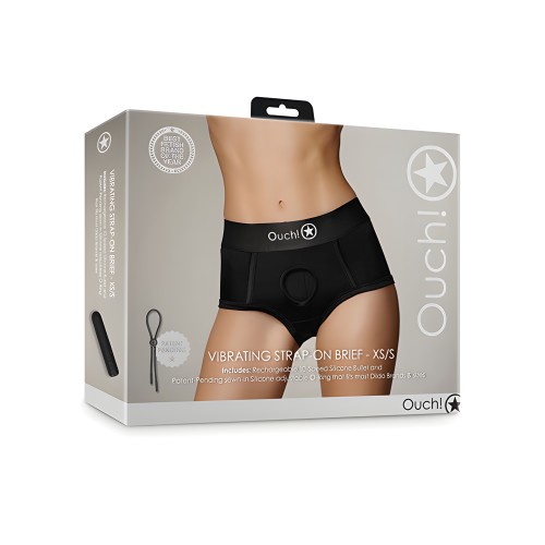 Shots Ouch Vibrating Strap On Brief - Black XS/S