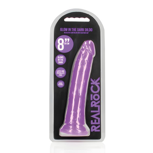 Shots RealRock 8" Slim Dildo Glow in the Dark - Neon Purple