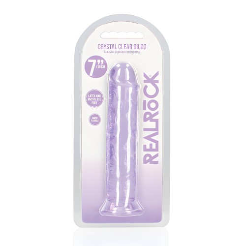 Shots RealRock Dildo Recto Transparente de 7" con Ventosa - Púrpura