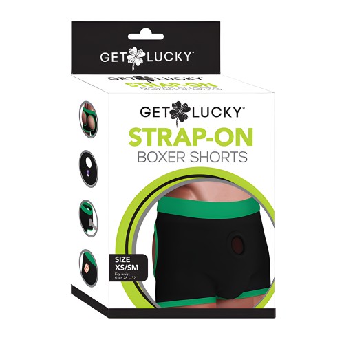 Get Lucky Boxers Strap On - XS-S Negro/Verde