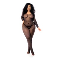 Long Sleeved All Over Fishnet Body Stocking Black QN | Mapale